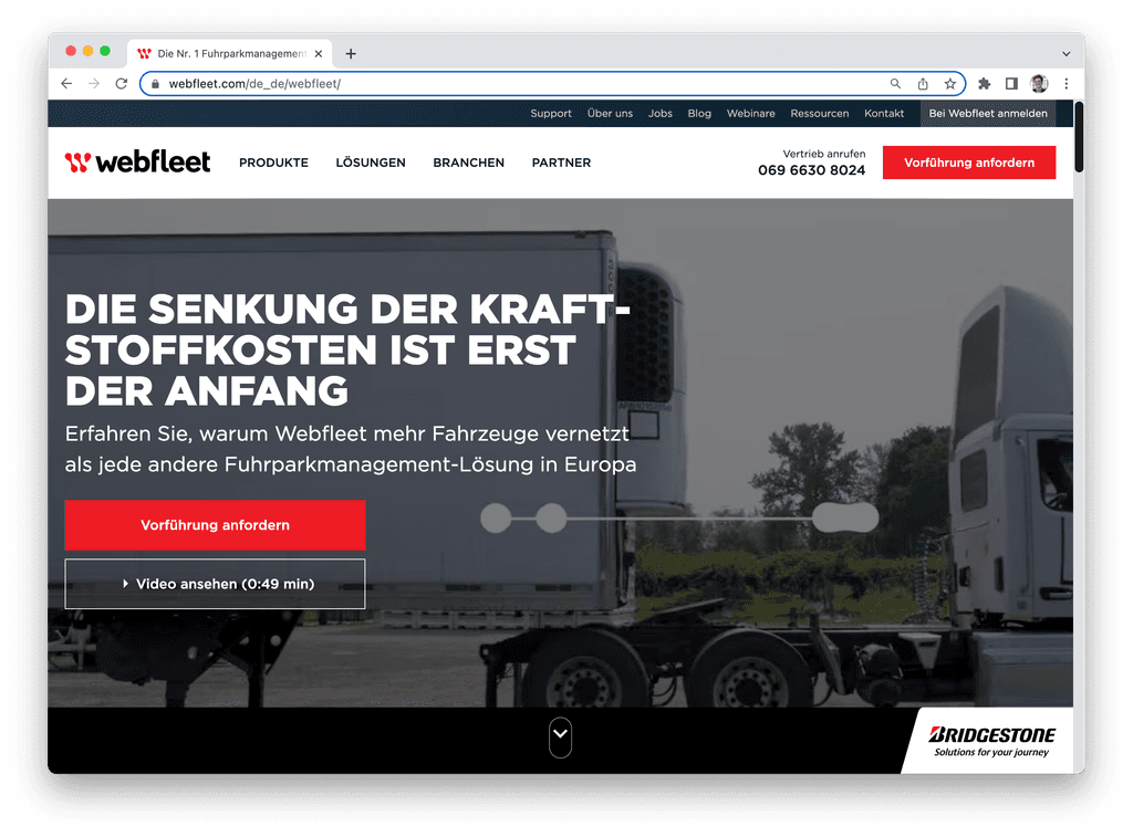 Startseite von webfleet.com